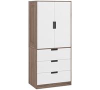 HOMCOM Armario Moderno para Dormitorio de Adulto con 3 cajones y Barra para Colgar, Dim. 80W x 50D x 180H cm, marrón