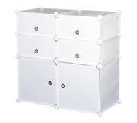 HOMCOM Armario Modular de Plástico Estantería Organizadora 6 Cubos para Ropa Zapatos con Pegatinas Adhesivas Diseño Moderno Blanco Aosom España