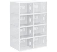 HOMCOM Armario Modular de Plástico Talla de 43 25x35x19 cm Transparente | Cajas de Zapatos, con 18 Cubos, Puertas Magnéticas, Muble Organizador, para Entrada Pasillo Dormitorio
