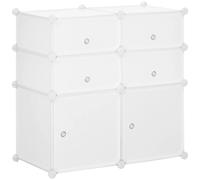 HOMCOM Armario Modular Estantería 6 Cubos Ropero Zapatero Combinado Mueble