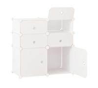 HOMCOM Armario Modular Plástico 6 Cubos Ropero Zapatero Modular | Aparador Combinado, Pegatinas Adhesivas Decorativas, Ropero Zapatero Combinado, Mueble Organizador, Ropa Zapatos