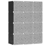 HomCom® Armario Modular Plástico Estantería 12 Cubos con Puertas para Almacenamiento de Ropa 111x47x145cm Aosom España