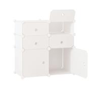 HOMCOM Armario Modular de Plástico Estantería Organizadora 6 Cubos para Ropa Zapatos con Pegatinas Adhesivas Diseño Moderno Blanco Aosom España