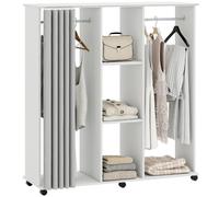 HOMCOM Armario móvil 6 Ruedas 120x40x128cm Blanco | Armario de madera