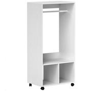 HOMCOM Armario Móvil de Ropa 60x40x127 cm 1 Barra de Ropa 2 Estantes Blanco Aosom España