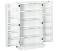 HOMCOM Armario mueble de cocina despensa 2 puertas con 5 estantes y 12 porta especias - 60 x 30 x 104 cm - blanco