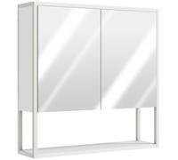 HOMCOM Armario mural para baño con espejo, mueble de baño, 2 puertas con espejo, estante abierto 60 x 16 x 60 cm blanco Aosom España