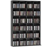 HOMCOM Armario para CD con estantes ajustables, estante de madera para 456CD/336DVD que ahorra espacio, armario para CD con 24 compartimentos, para salón, dormitorio, oficina, 89x20x130,5 cm, negro