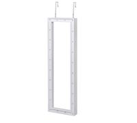 HOMCOM Armario para Joyas Colgante 2 en 1 Armario Espejo para Montar en Puerta MDF con LED Blanco 36,6x8x120 cm Aosom España