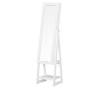 HOMCOM Armario para Joyas con Espejo LED de Pie Multi-compartimentos 40x37x161 cm Blanco Aosom España