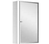 HOMCOM. Armario para la sala de baño con espejo, puerta y 3 estanterías, de acero inoxidable 40 x 13 x 60.