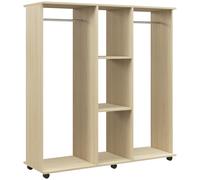 HOMCOM Armario para Ropa con Barra Estantes Abiertos Organizador para Colgar Ropa de Dormitorio 120x40x128 cm Natural