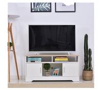 HOMCOM Armario para Televisor Mesa TV con Gran Espacio de Almacenaje Estantes Abiertos Administración de Cables 105x40x52 cm Blanco Aosom España