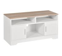 HOMCOM Armario para Televisor Mueble TV 105x40x52 cm Blanco | Gran Almacenaje, Mesa para TV de Salón, Estantes Abiertos, Administración de Cables, Diseño Clásico