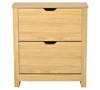 HOMCOM - Armario para Zapatos con 2 Puertas abatibles, 2 Compartimentos para Paneles de partículas de Madera Natural