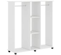 HOMCOM Armario penderie mueble de almacenamiento móvil 6 ruedas 120 x 40 x 128 cm en madera blanco
