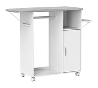 HOMCOM Armario Plancha con Ruedas Tablero Plegable Barra Colgar Ropa Estante Abierto 127x42,5x99 cm Blanco Aosom España