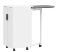 HOMCOM Armario plegable 2 en 1 con tabla de planchar sobre ruedas y estante regulable para espacios pequeños, Blanco