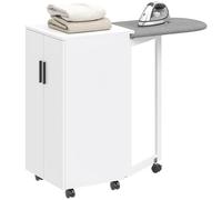 HOMCOM Armario plegable para tabla de planchar con 2 puertas y estantes ajustables, mesa de planchar plegable con ruedas para almacenamiento y bisagras de cierre suave, para lavandería, 99,5 x 43 x 83