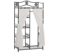 Homcom - Armario ropero con 5 estantes metálicos y motivos florales, con 2 cortinas, 42 x 84 x 159 cm, color negro