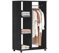 HOMCOM Armario Ropero con Ruedas, Armario Abierto Colgador con Barra para Colgar Ropa, Estantes Abiertos, para Dormitorio, 80x40x128 cm, Negro