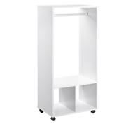 HOMCOM Armario Abierto Madera con ruedas Armario Móvil con Riel Estantes 60x40x128cm Blanco Aosom España