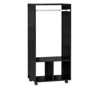 Homcom armario ropero con ruedas armario para ropa con barra estantes abiertos organizador para colgar ropa de dormitorio 60x40x128 cm negro 40 cm