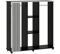 HOMCOM Armario ropero Mueble de Almacenamiento Móvil 6 ruedas 120L x 40l x 128H cm en madera Negro Aosom España