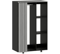 HOMCOM Armario ropero vestidor móvil 4 ruedas barra para colgar y estantes abiertos 80 x 40 x 128 cm negro Aosom España