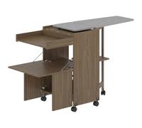 HOMCOM Armario Tabla de Planchar Plegable con Soporte para Plancha y Ropa con Compartimento Abierto,154x55x87 cm, Marrón