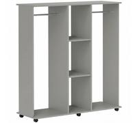 HOMCOM Armario vestidor mueble de almacenamiento móvil 6 ruedas 120 x 40 x 128 cm en madera gris Aosom España
