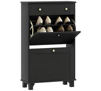 HOMCOM Armario Zapatero con cajones de Puerta abatible y Estante Ajustable, Armario de Entrada y Pasillo 8 Pares para Entrada y Pasillo 60x23,5x98,5 cm, Color Negro
