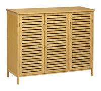HOMCOM Armario Zapatero Elegante con 3 Puertas Estantes Ajustables para 16 Pares de Zapatos Diseño Antivuelco 100x35x80 cm Natural Aosom España