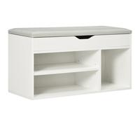 HOMCOM Armario Zapatero para Almacenamiento Banco de Zapatero Organizador con Asiento Estantes Cajón y Cojín 80x30x43cm
