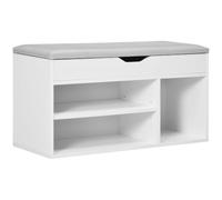 HOMCOM Armario Zapatero para Almacenamiento Banco de Zapatero Organizador con Asiento Estantes Cajón y Cojín 80x30x43cm