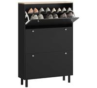 HOMCOM Armario Zapatos 24 Pares cajones abatibles 80x23.5x121cm Negro | Armario estrecho para zapatos, estantes ajustables, estante superior, estilo moderno, para pasillo y entrada