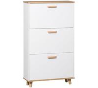 HOMCOM Armario Zapatos Estrecho, 3 Cajones Abatibles, 12 Pares, Blanco | Armario de almacenamiento delgado, Estantes ajustables, Organizador de zapatos, Pasillo, Entrada