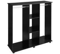 HOMCOM Armario Ropero con Ruedas Armario para Ropa con Barra Estantes Abiertos Organizador para Colgar Ropa de Dormitorio 120x40x128cm Negro