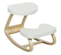 HOMCOM Asiento de rodillas, asiento ergonómico de madera basculante, silla de rodillas para oficina en casa, crema