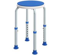 HOMCOM Asiento Giratorio 360° Taburete de Ducha para Baño, Silla de Ducha de Altura Ajustable con Estructura de Aluminio Pies Antideslizantes Silla de Apoyo Seguro para el Hogar, Azul