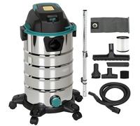 HOMCOM Aspirador 3 en 1 de 1400W, Extractor y Soplador de Sólidos y Líquidos de 22kPa, Recipiente de Acero Inoxidable de 30L, Triple Filtro HEPA, Radio de Limpieza de 6m y Accesorios, para Hogar,