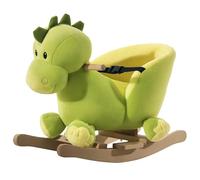 HOMCOM Balancín Infantil en Forma de Dinosaurio de Felpa para Bebés 18-36 Meses con Sonido Cinturón de Seguridad Manillar y Reposapiés 60x33x45 cm Verde