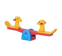 HOMCOM Sube y Baja Infantil Columpio Balancín para Niños con Respaldo Manillar Texturizado en Forma de Jirafa Carga 20kg por Asiento para Interior y Exterior 150x32x60 cm Multicolor