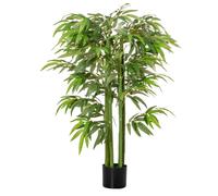 HOMCOM Bambú Artificial 140 cm con Maceta y Cañas Realistas Árbol Sintético Interior para Decoración de Hogar Oficina Interior Verde Ø17x140 cm
