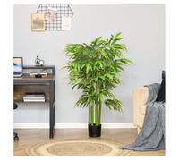 HOMCOM Bambú Artificial 140 cm con Maceta y Cañas Realistas Árbol Sintético Interior para Decoración de Hogar Oficina Interior Verde