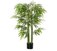 HOMCOM Bambú Artificial 140 cm con Maceta y Cañas Realistas Árbol Sintético Interior para Decoración de Hogar Oficina Interior Verde Ø17x140 cm