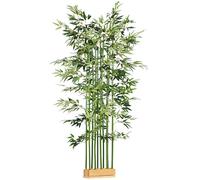 HOMCOM Bambú Artificial con Maceta de Madera Planta Artificial de Decoración para Interior y Exterior 35x10x180 cm Verde Aosom España