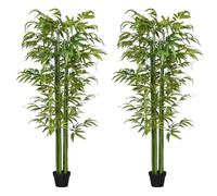 HOMCOM Bambú Artificiales en Maceta Plantas Artificiales 180 cm Verde