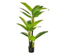 Homcom bananera artificial 150 cm platanera artificial con maceta y 18 hojas planta para decoración de hogar terraza jardín salón oficina verde