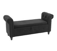 HOMCOM Banc de rangement, perno de lit, coffre de rangement y tissu aspecto lin avec pieds y bois, 146,5 x 49 x 72 cm, noir